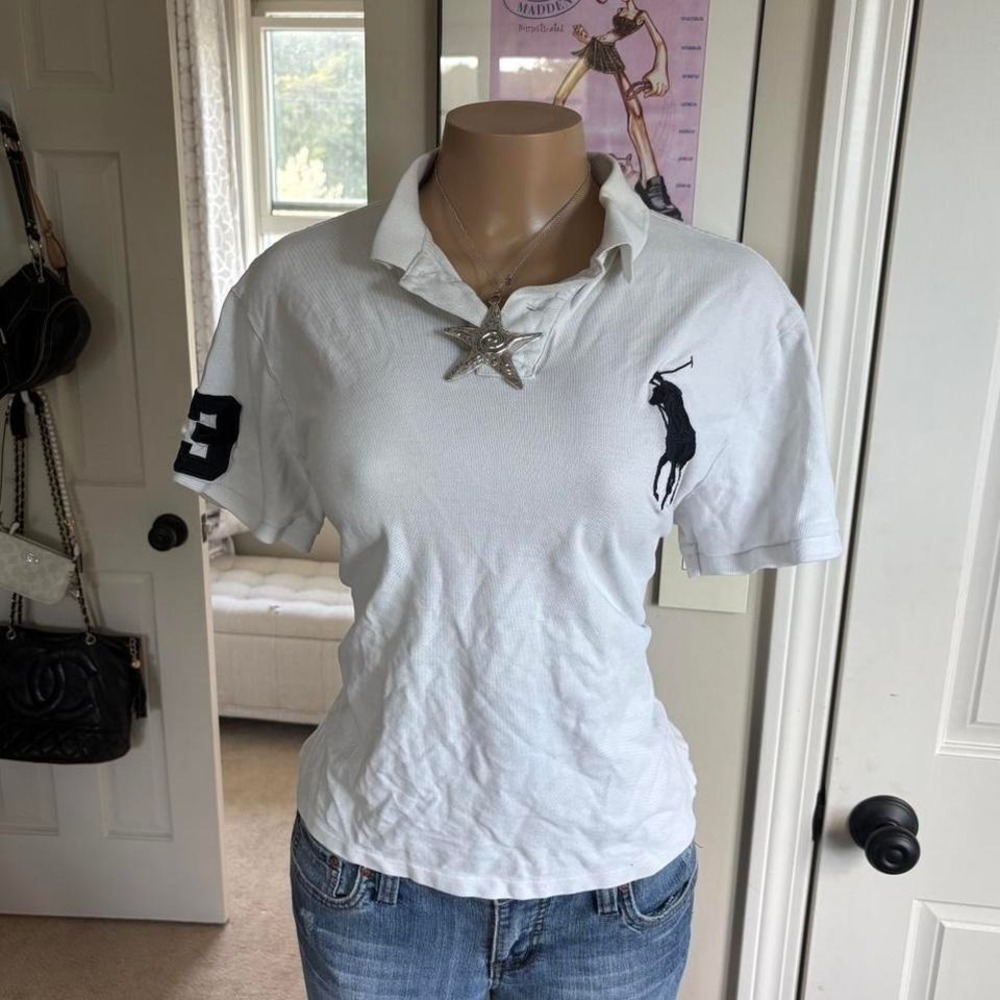 y2k 2000s preppy ralph lauren polo oversized pony collared shirt